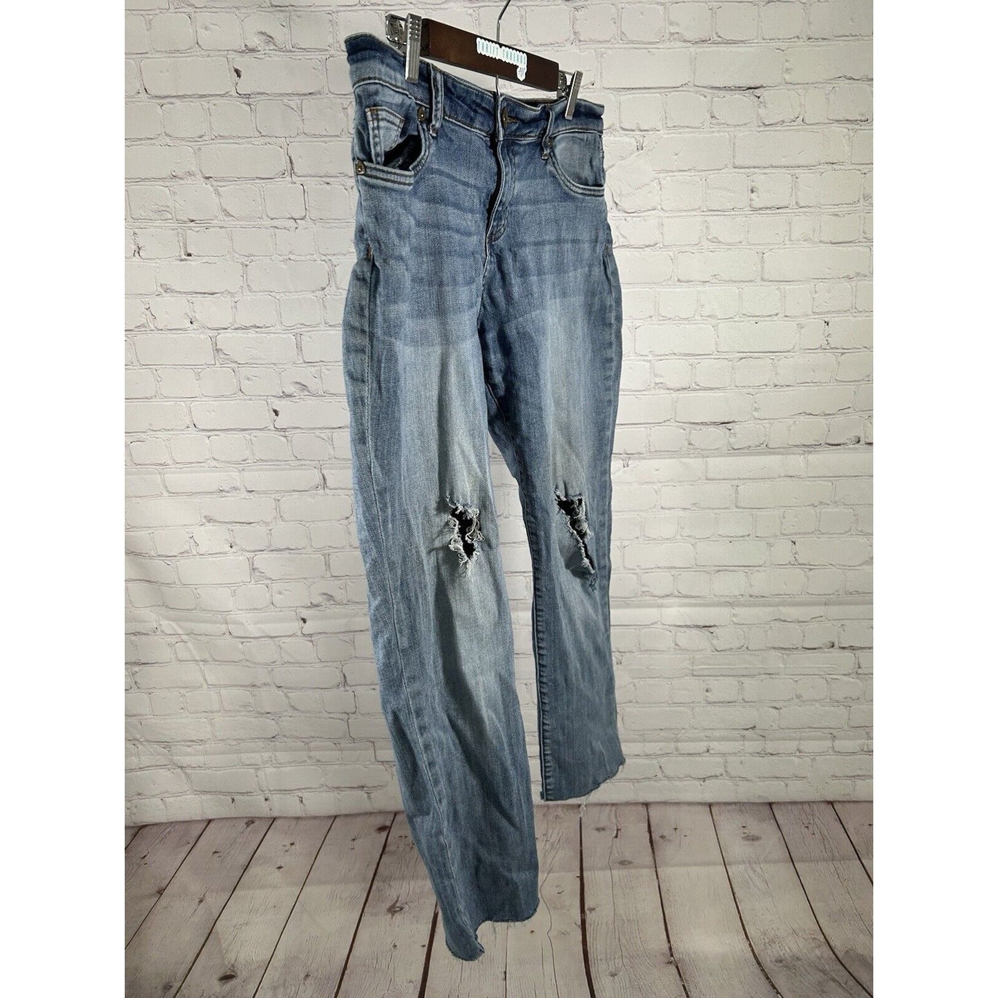 Kut From The Kloth Light Wash Distressed Mid Rise Stretch Jeans 12 (34 x 28)