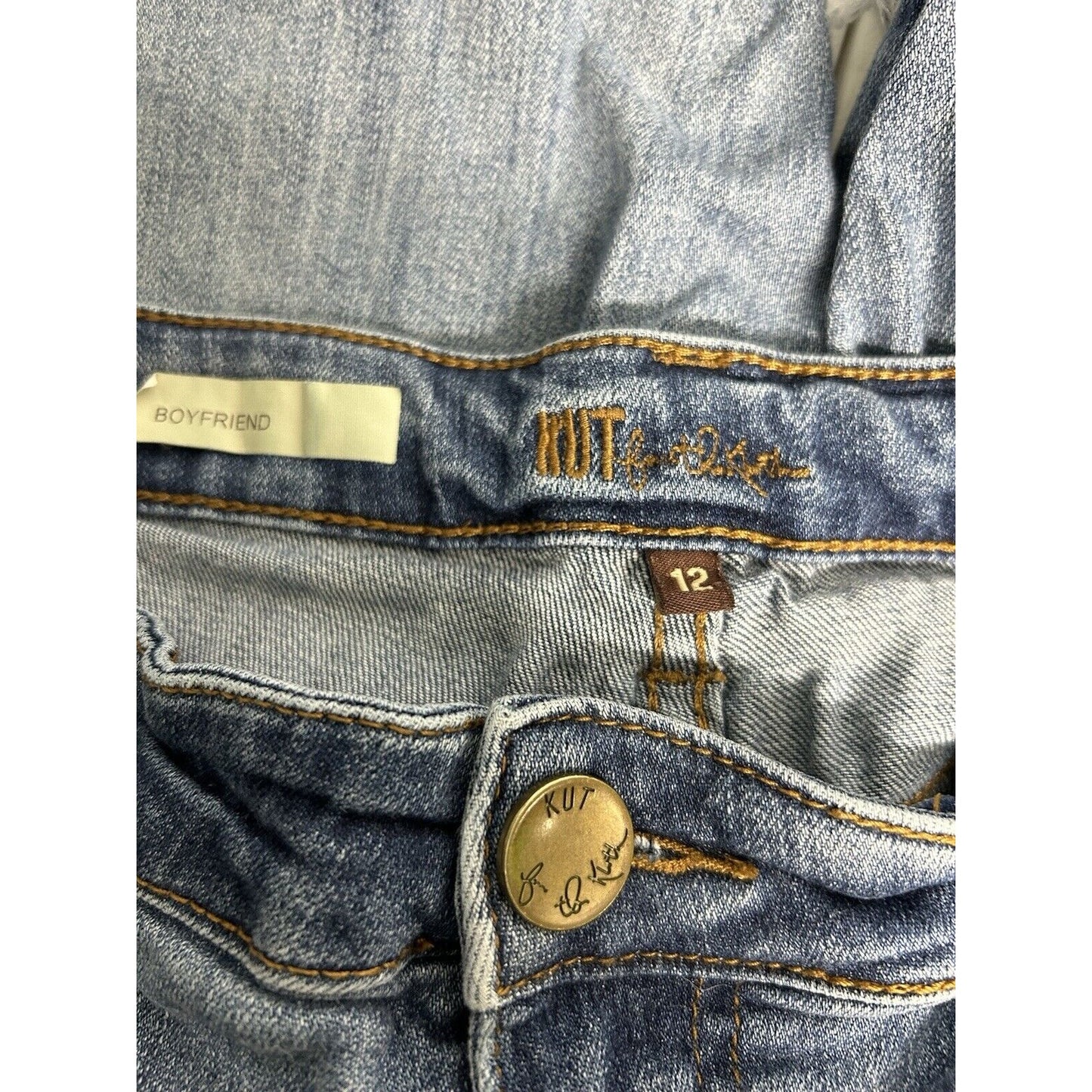 Kut From The Kloth Light Wash Distressed Mid Rise Stretch Jeans 12 (34 x 28)