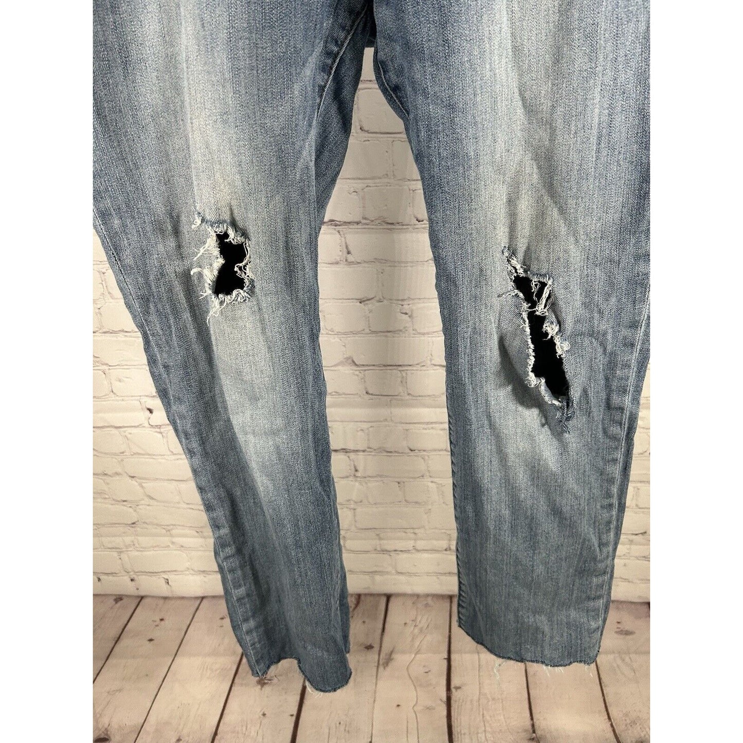 Kut From The Kloth Light Wash Distressed Mid Rise Stretch Jeans 12 (34 x 28)