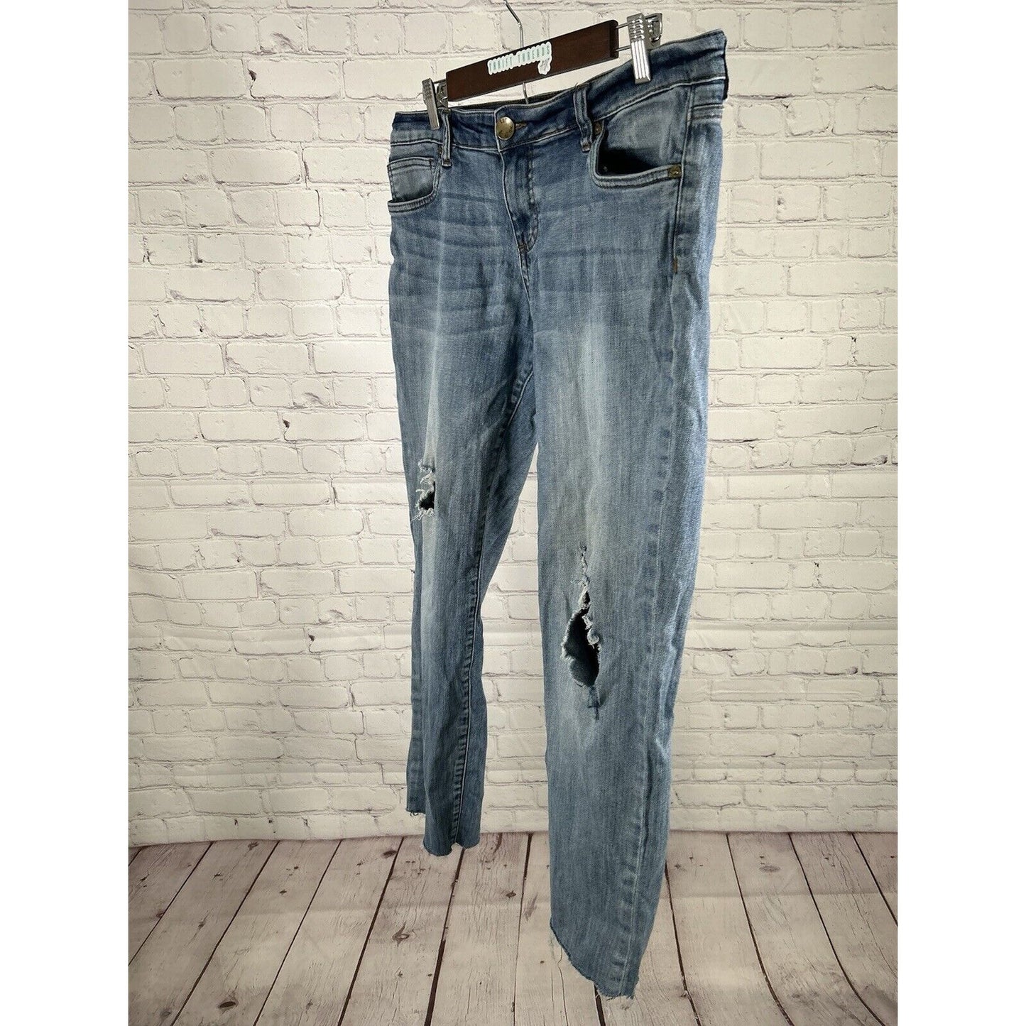 Kut From The Kloth Light Wash Distressed Mid Rise Stretch Jeans 12 (34 x 28)