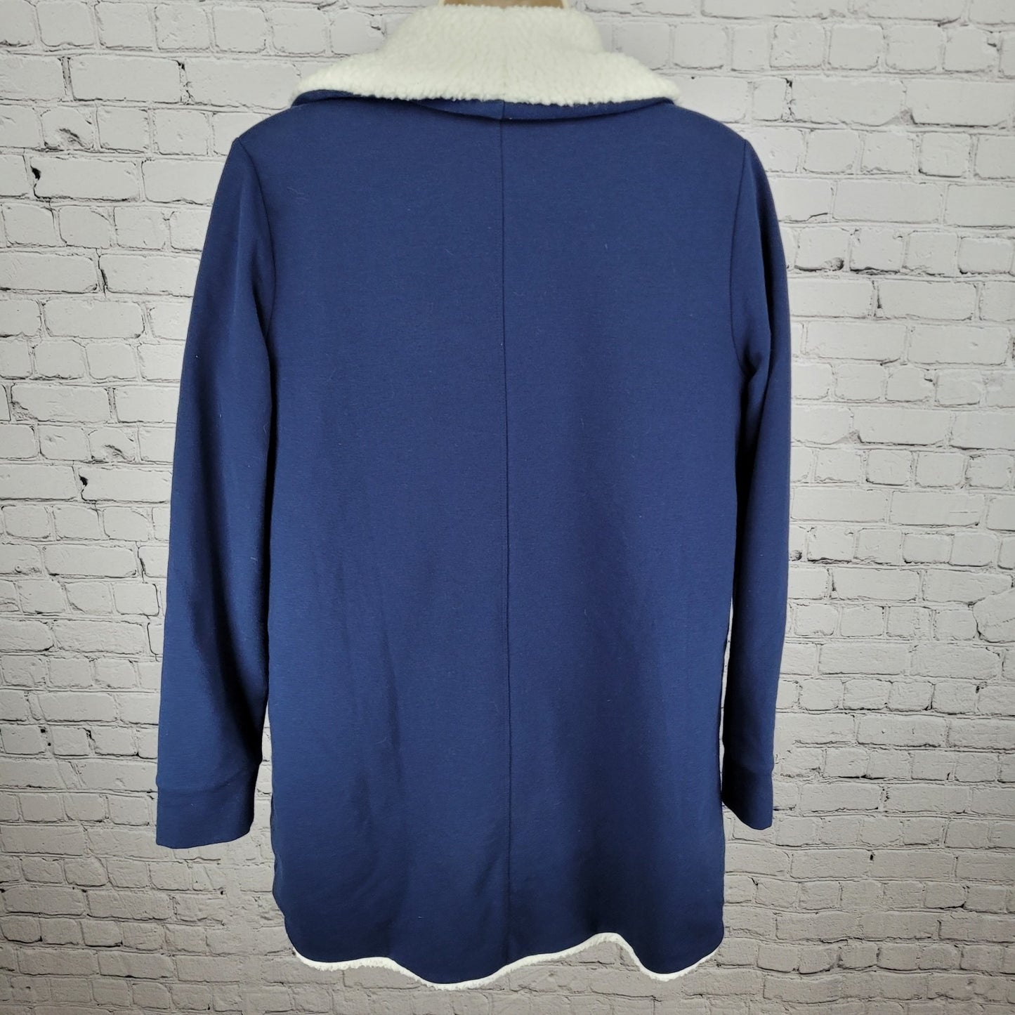 Land's End Navy Soft Fleece Lined Stretch Shawl Cardigan Sweater Size Small S