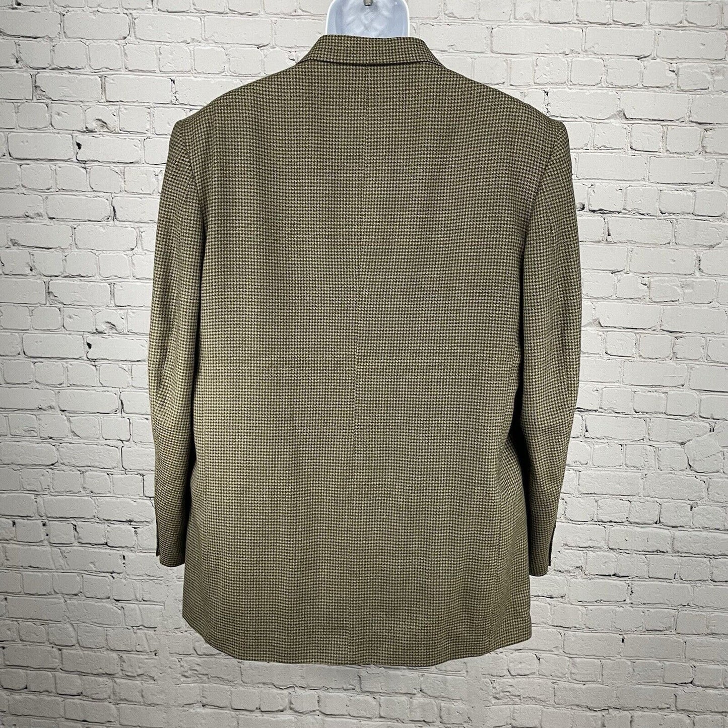 Oscar De La Renta Menswear Brown Wool Houndstooth 2 Button Blazer Size 44L