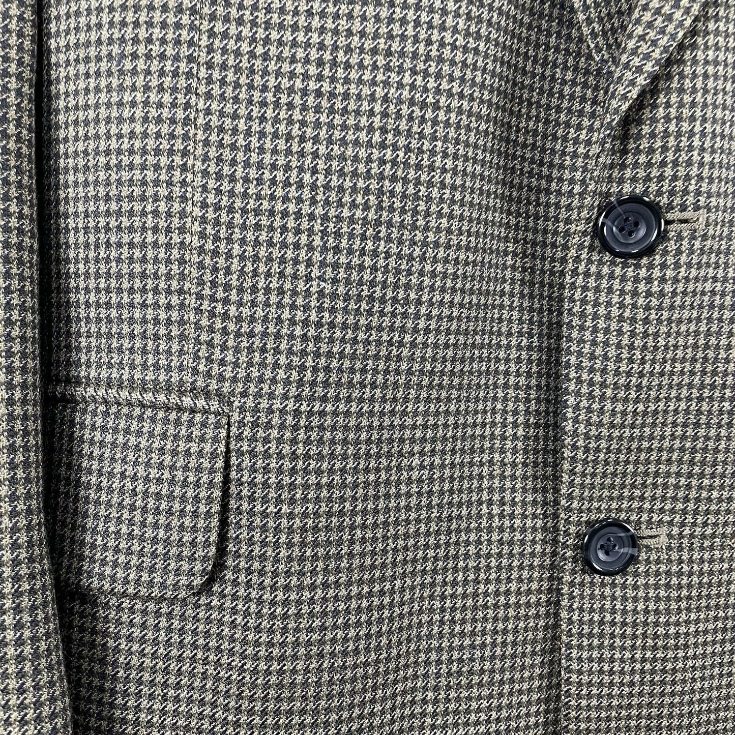 Oscar De La Renta Menswear Brown Wool Houndstooth 2 Button Blazer Size 44L