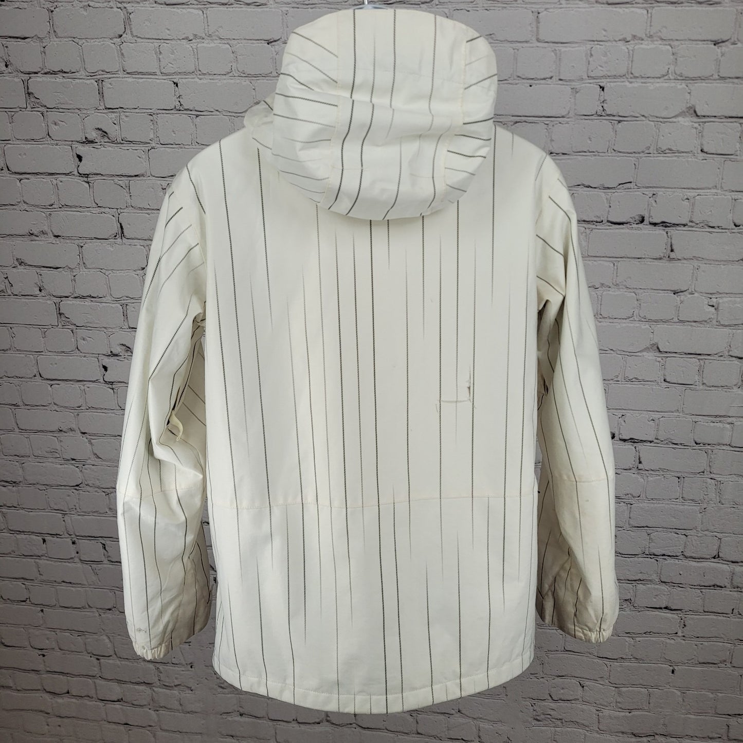 Burton White Striped DryRide Insulated Hooded Full Zip Jacket Size Small S