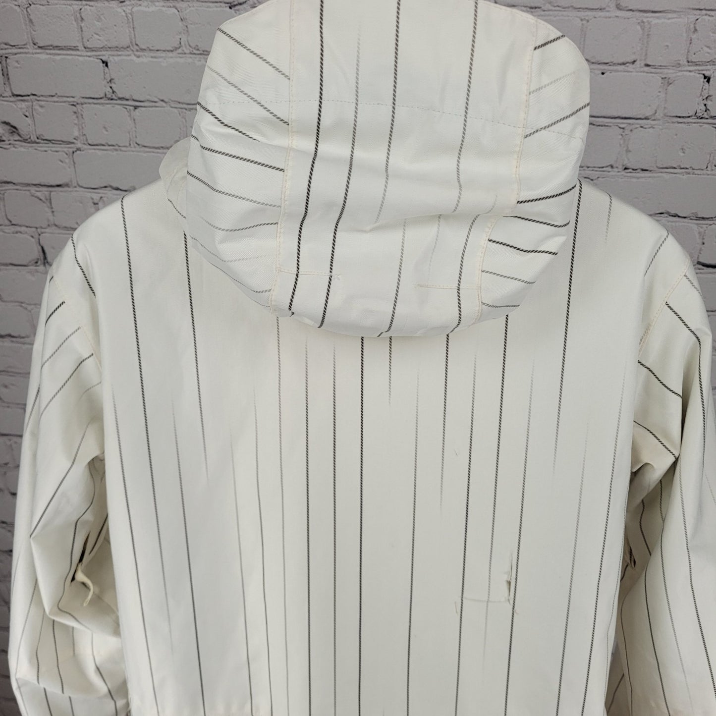 Burton White Striped DryRide Insulated Hooded Full Zip Jacket Size Small S