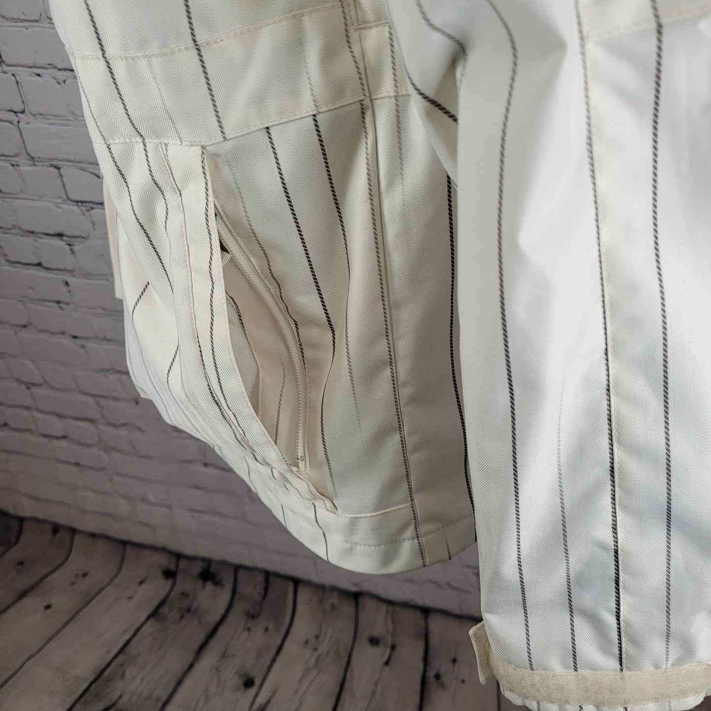 Burton White Striped DryRide Insulated Hooded Full Zip Jacket Size Small S