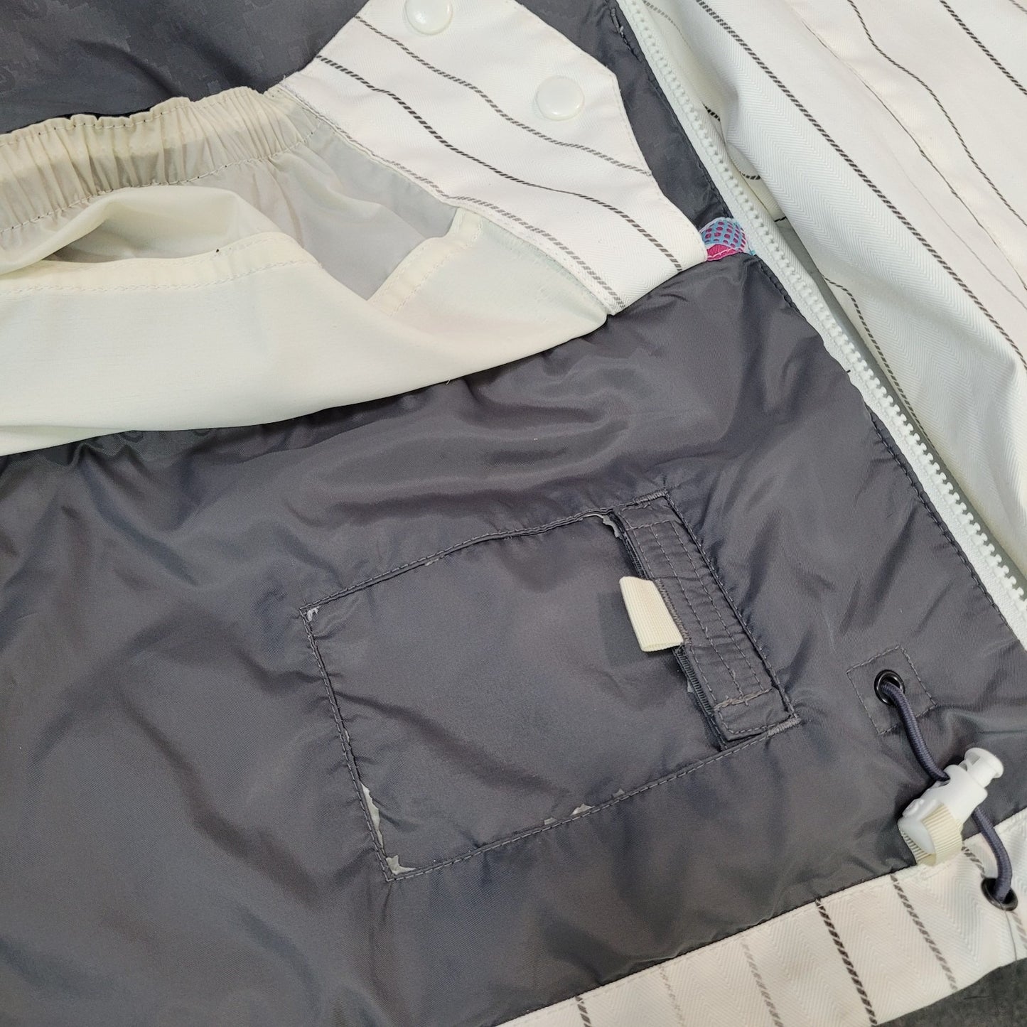Burton White Striped DryRide Insulated Hooded Full Zip Jacket Size Small S