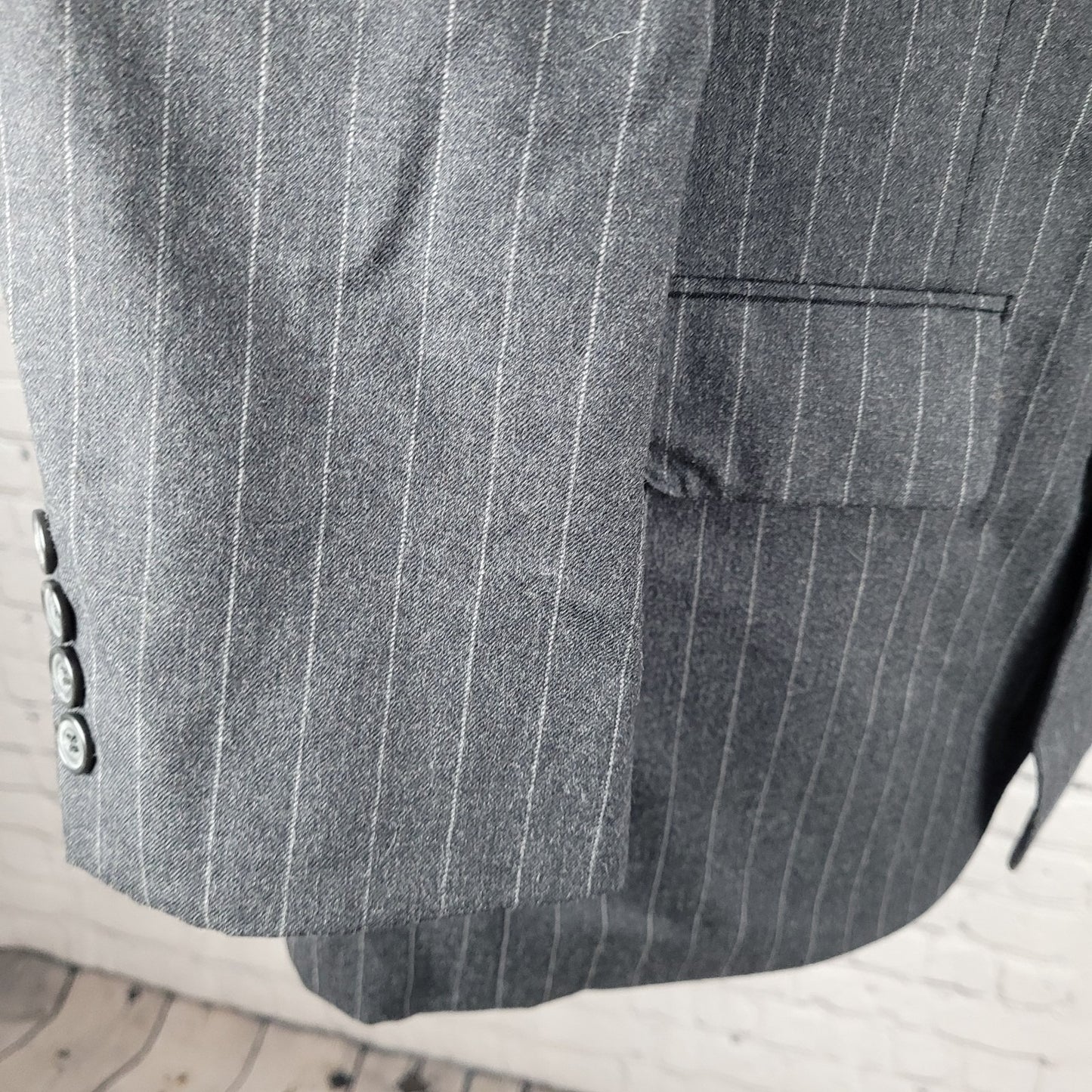 Oscar De La Renta Grey Pinstripe 100% Wool Blazer Suit Set Size 42R 36W (33x29)