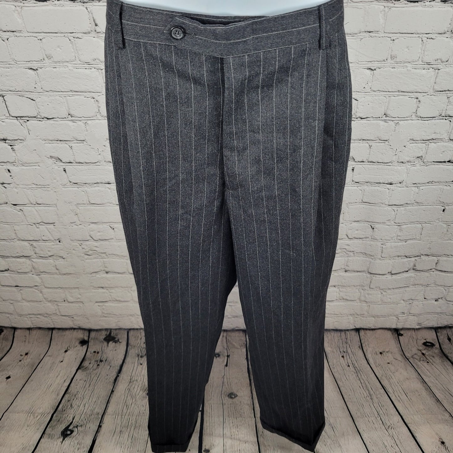 Oscar De La Renta Grey Pinstripe 100% Wool Blazer Suit Set Size 42R 36W (33x29)