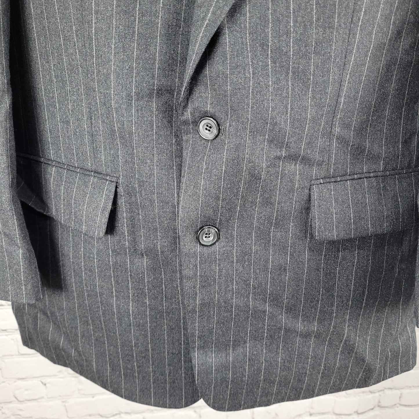 Oscar De La Renta Grey Pinstripe 100% Wool Blazer Suit Set Size 42R 36W (33x29)