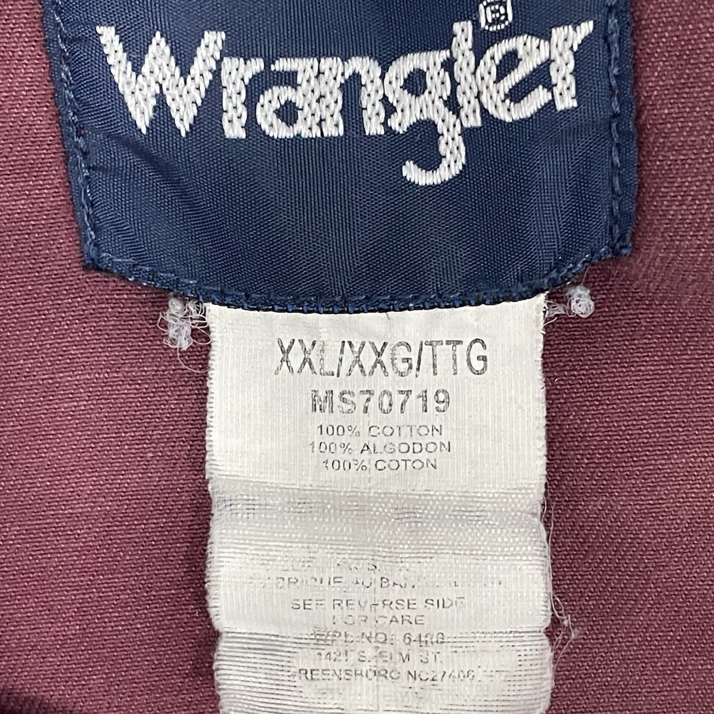 Wrangler Purple Cotton Distressed Western Pearl Snap Long Sleeve Shirt Size 2XL