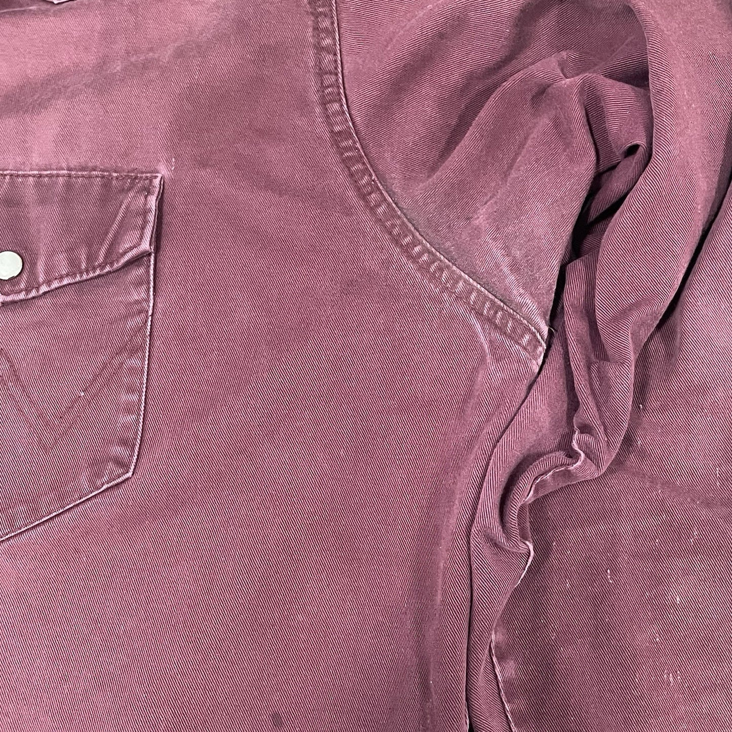 Wrangler Purple Cotton Distressed Western Pearl Snap Long Sleeve Shirt Size 2XL