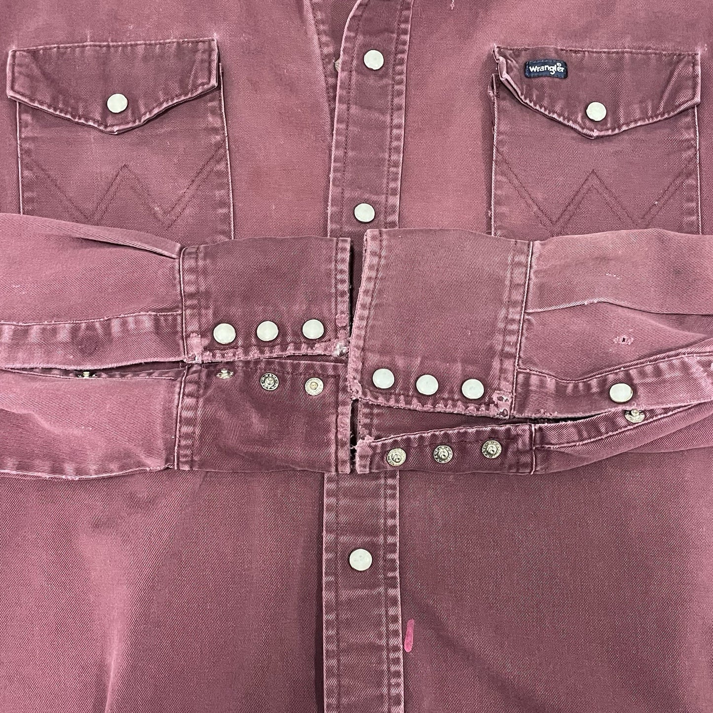 Wrangler Purple Cotton Distressed Western Pearl Snap Long Sleeve Shirt Size 2XL