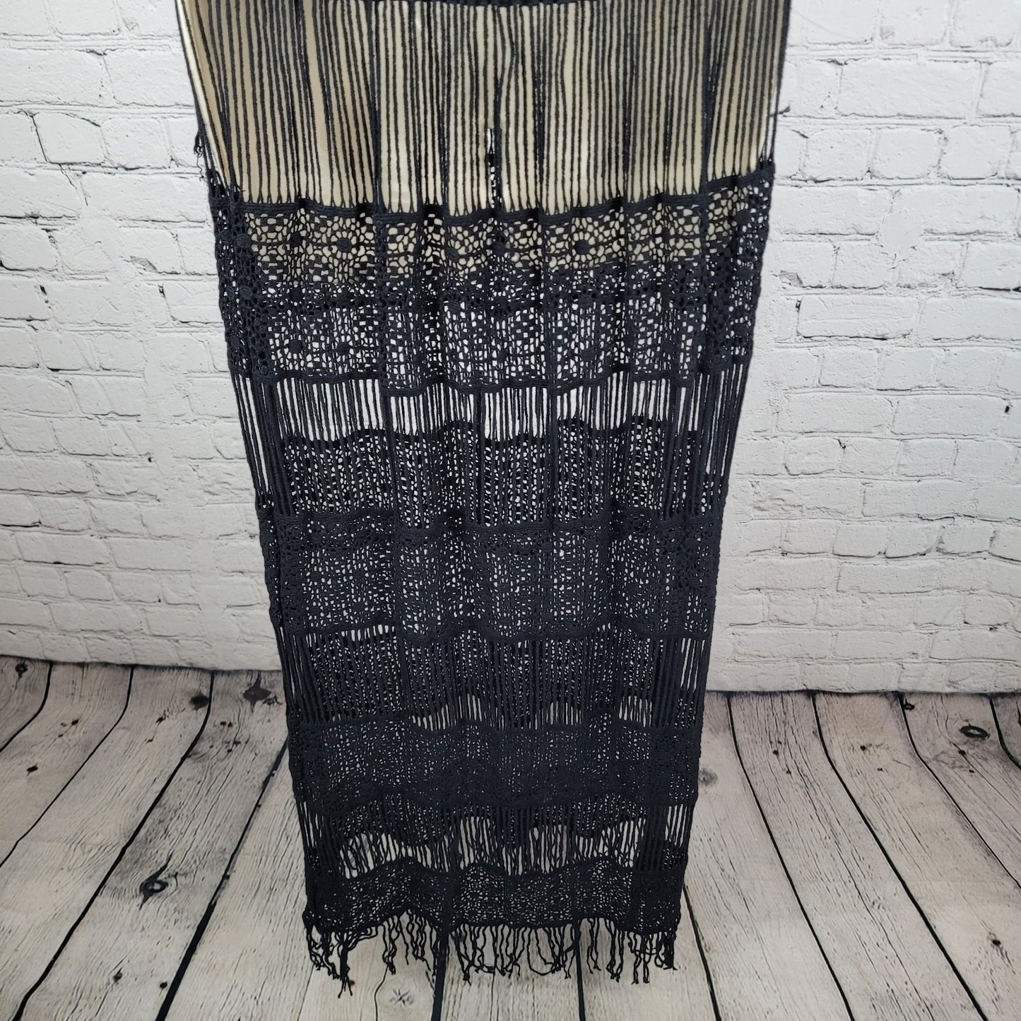 Callahan x Anthropologie Black Crochet Sheer Boho Maxi Cover Up Dress Small S