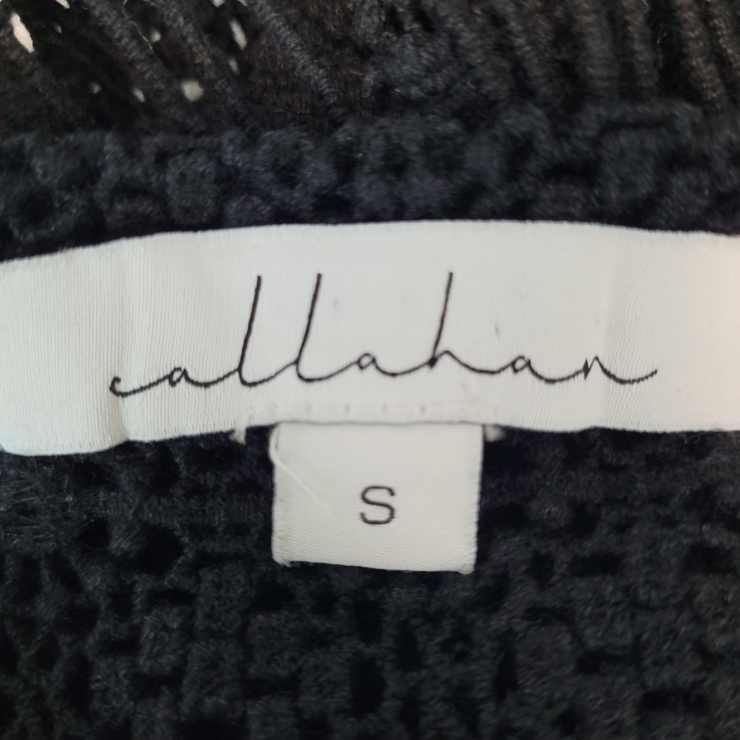 Callahan x Anthropologie Black Crochet Sheer Boho Maxi Cover Up Dress Small S