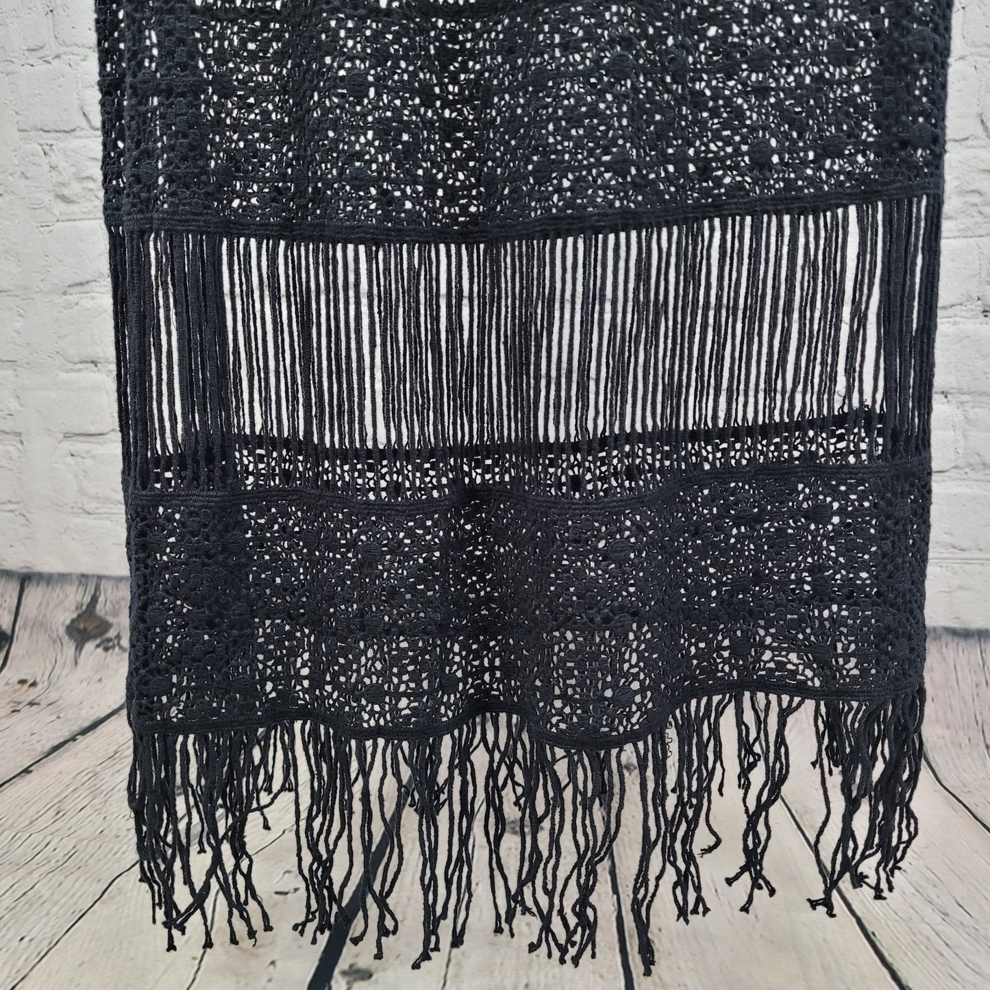 Callahan x Anthropologie Black Crochet Sheer Boho Maxi Cover Up Dress Small S