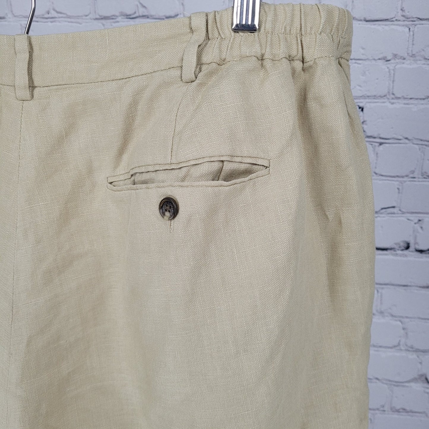 Lauren Ralph Lauren Beige Linen High Rise Elastic Waist Pants Size 20WP (37x27)