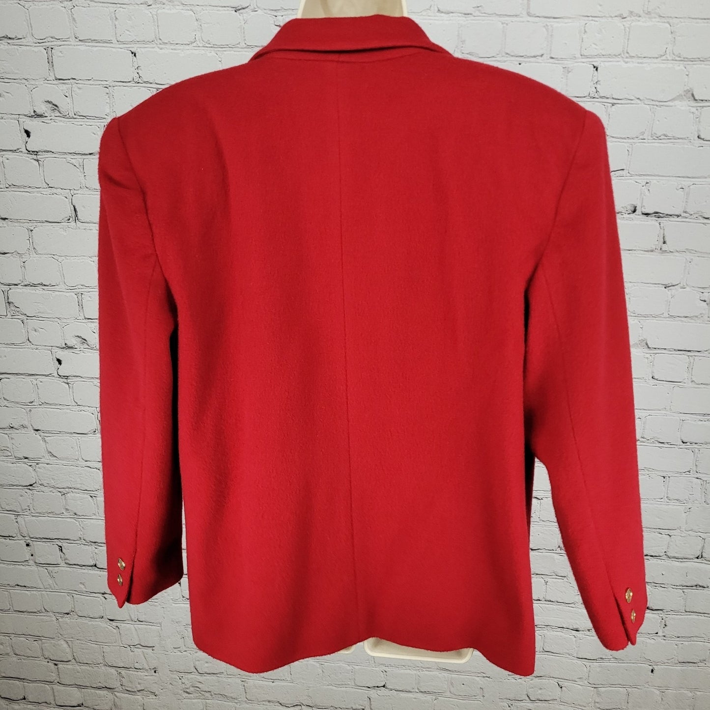 VTG Rafaella Red Wool Gold Button Embroidered Lined Jacket Italian Made Size 12
