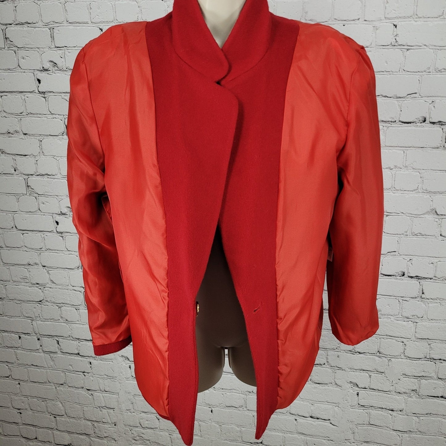VTG Rafaella Red Wool Gold Button Embroidered Lined Jacket Italian Made Size 12