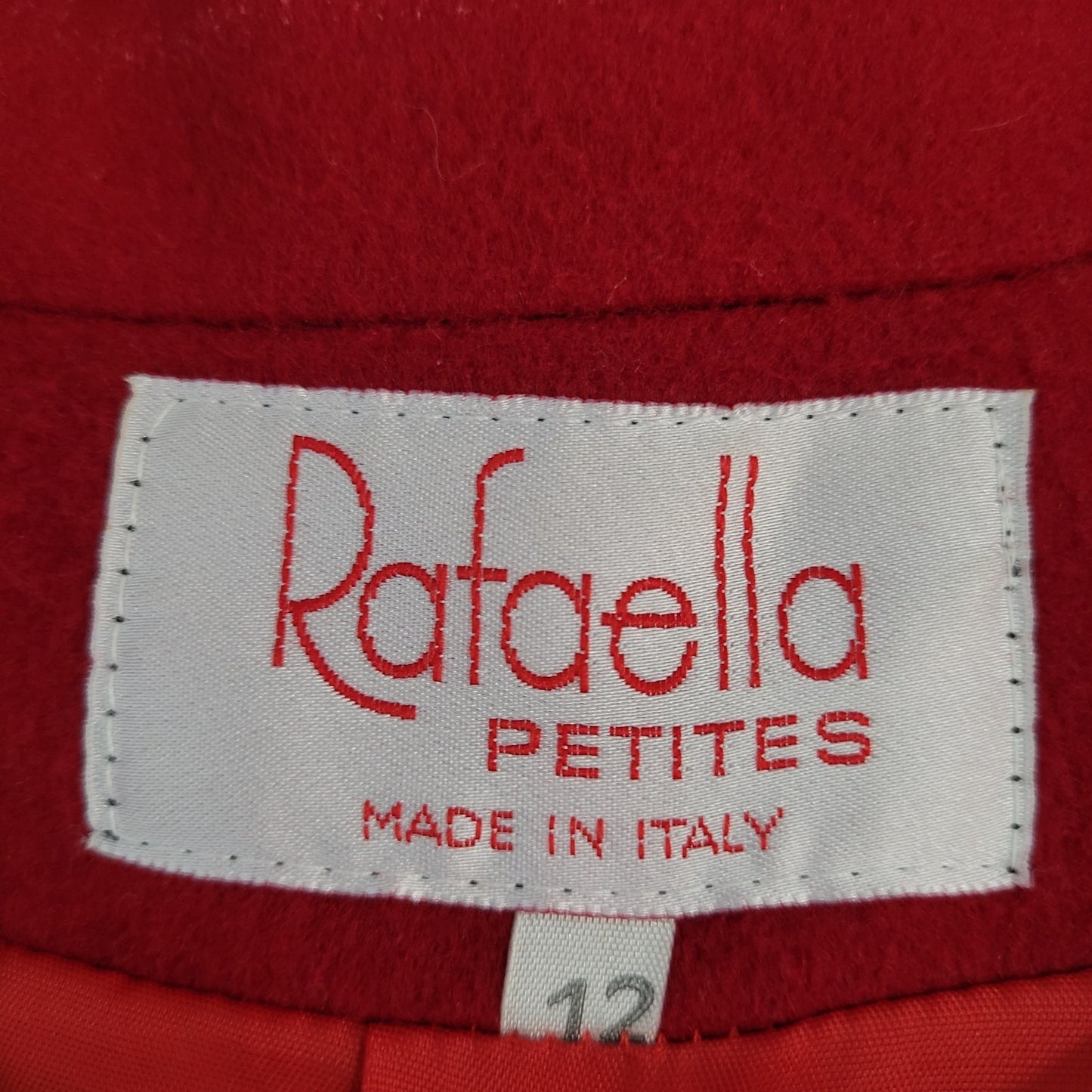 VTG Rafaella Red Wool Gold Button Embroidered Lined Jacket Italian Made Size 12