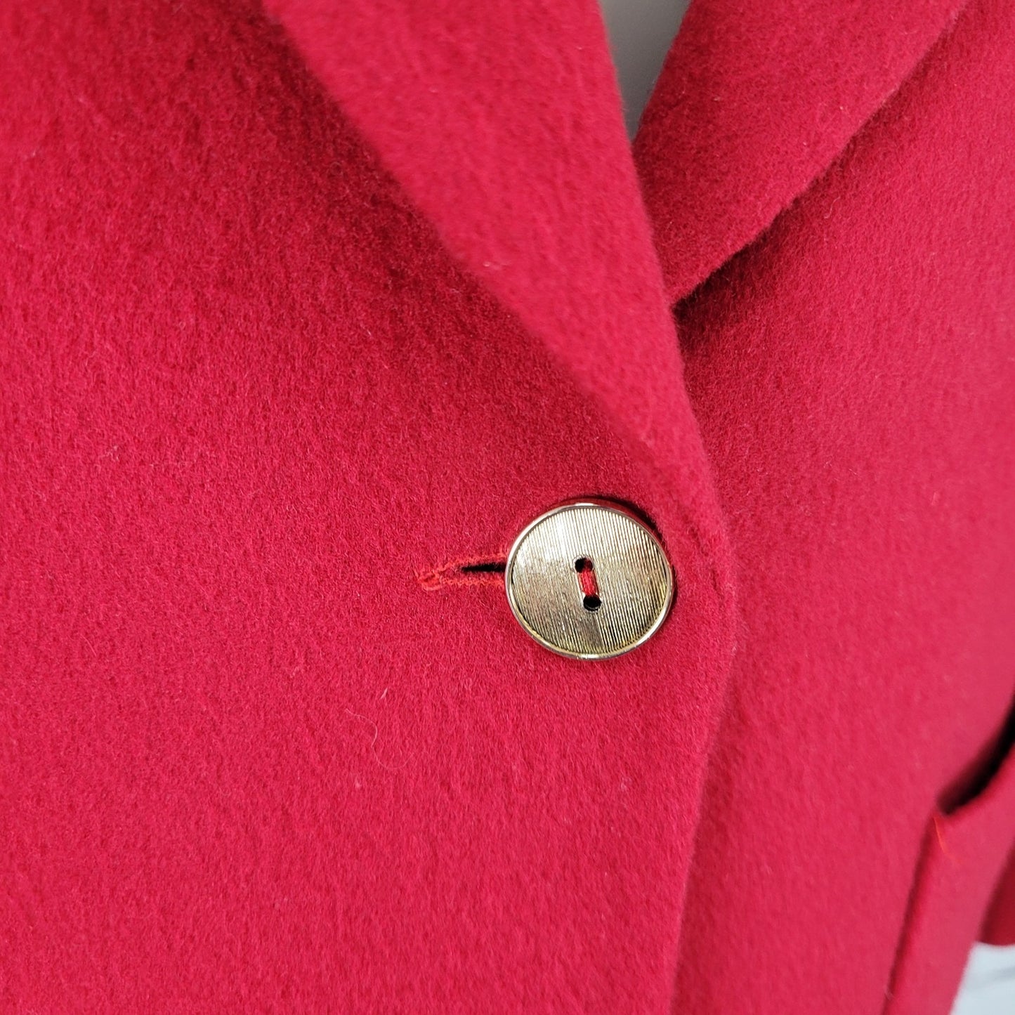 VTG Rafaella Red Wool Gold Button Embroidered Lined Jacket Italian Made Size 12