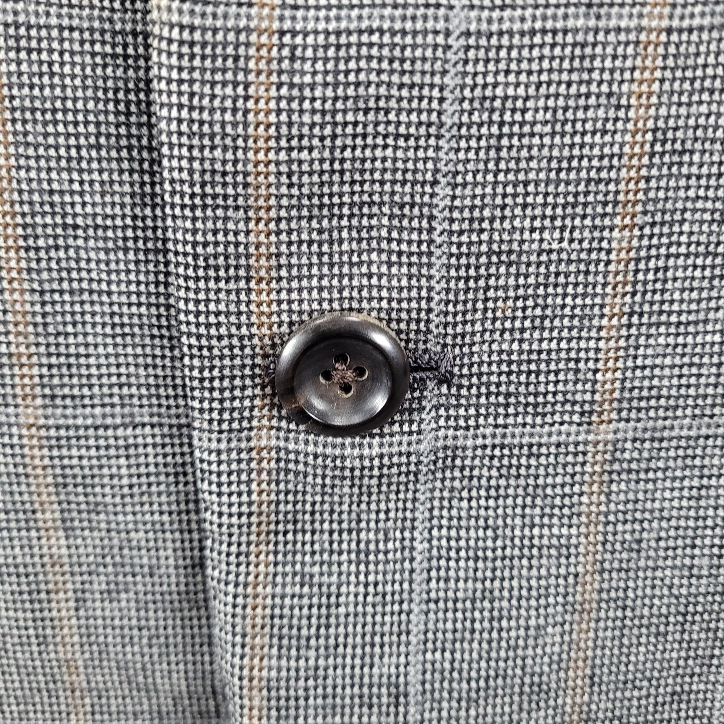 Neiman Marcus Oxxford Clothes Grey Merino Wool Check 2 Button Blazer Size 46L