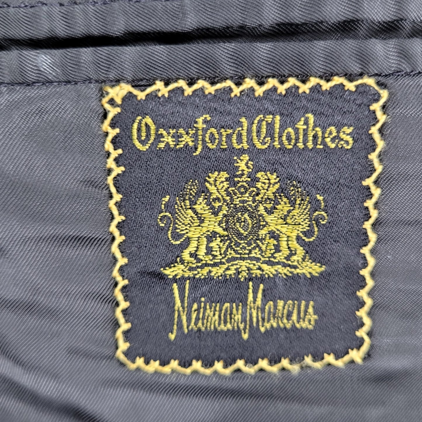 Neiman Marcus Oxxford Clothes Grey Merino Wool Check 2 Button Blazer Size 46L