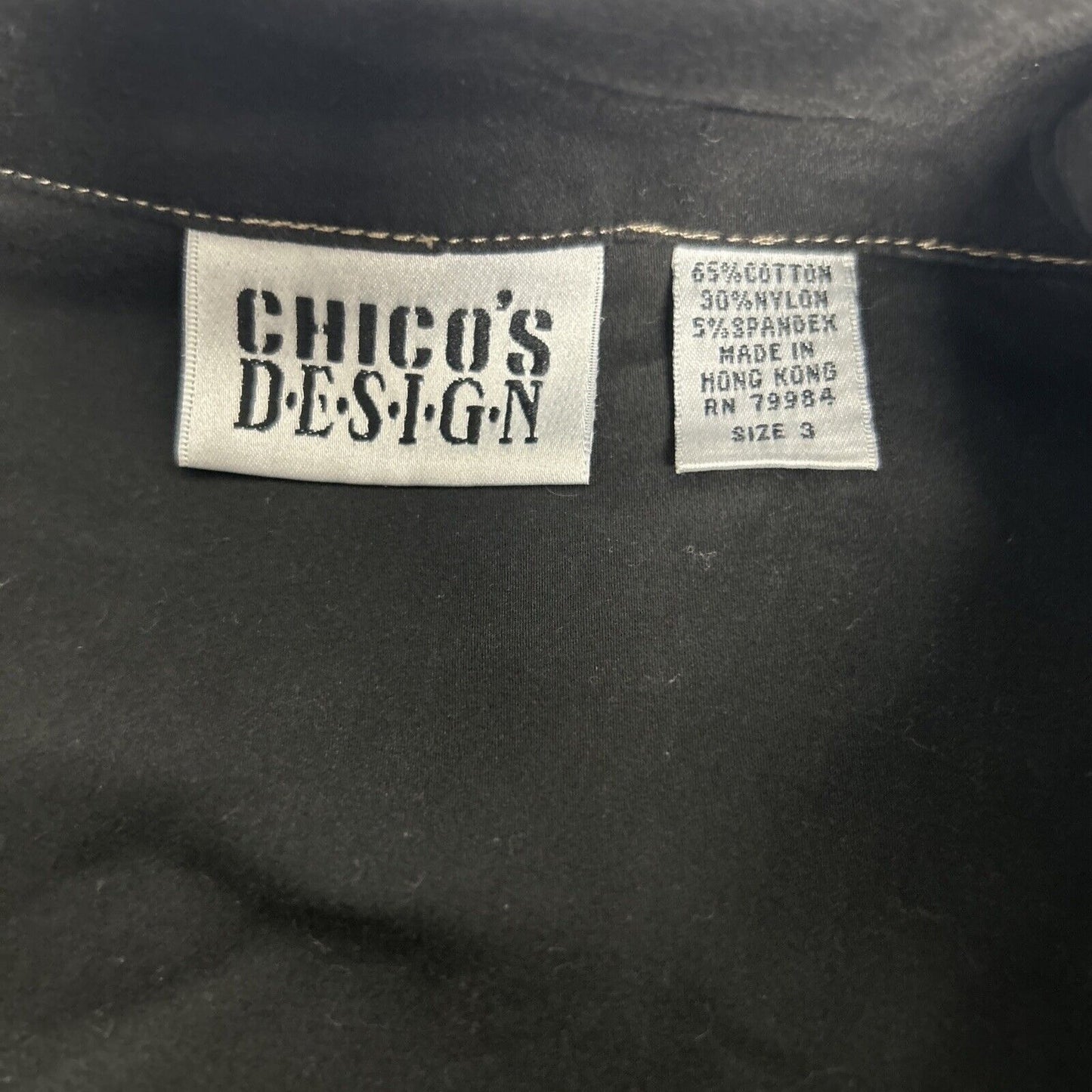 VTG Chicos Black Lightweight Button Up Chest Pockets Collared Jacket Women’s L