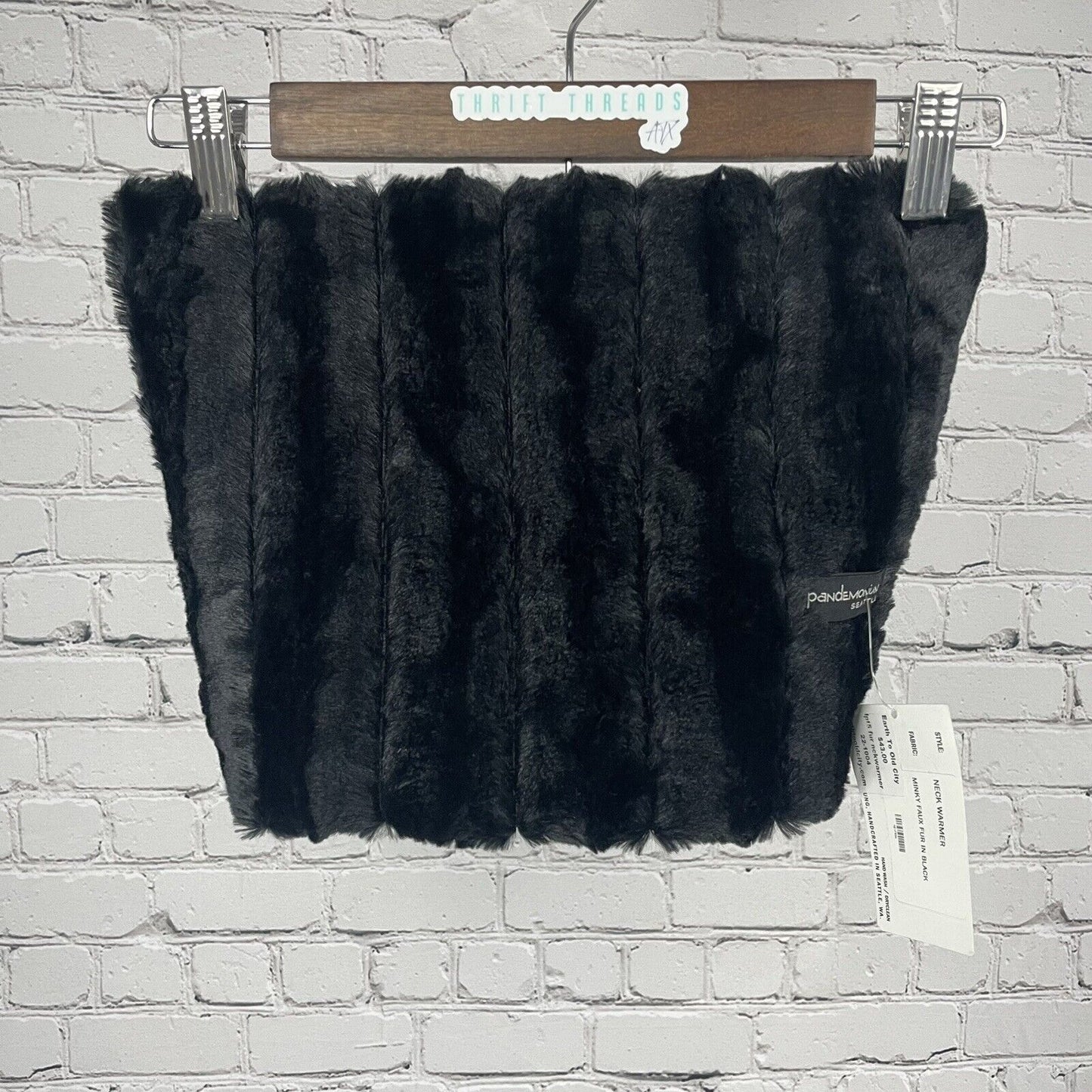 NWT Pandemonium Black Minky Faux Fur Soft Neck Warmer USA Handmade Seattle