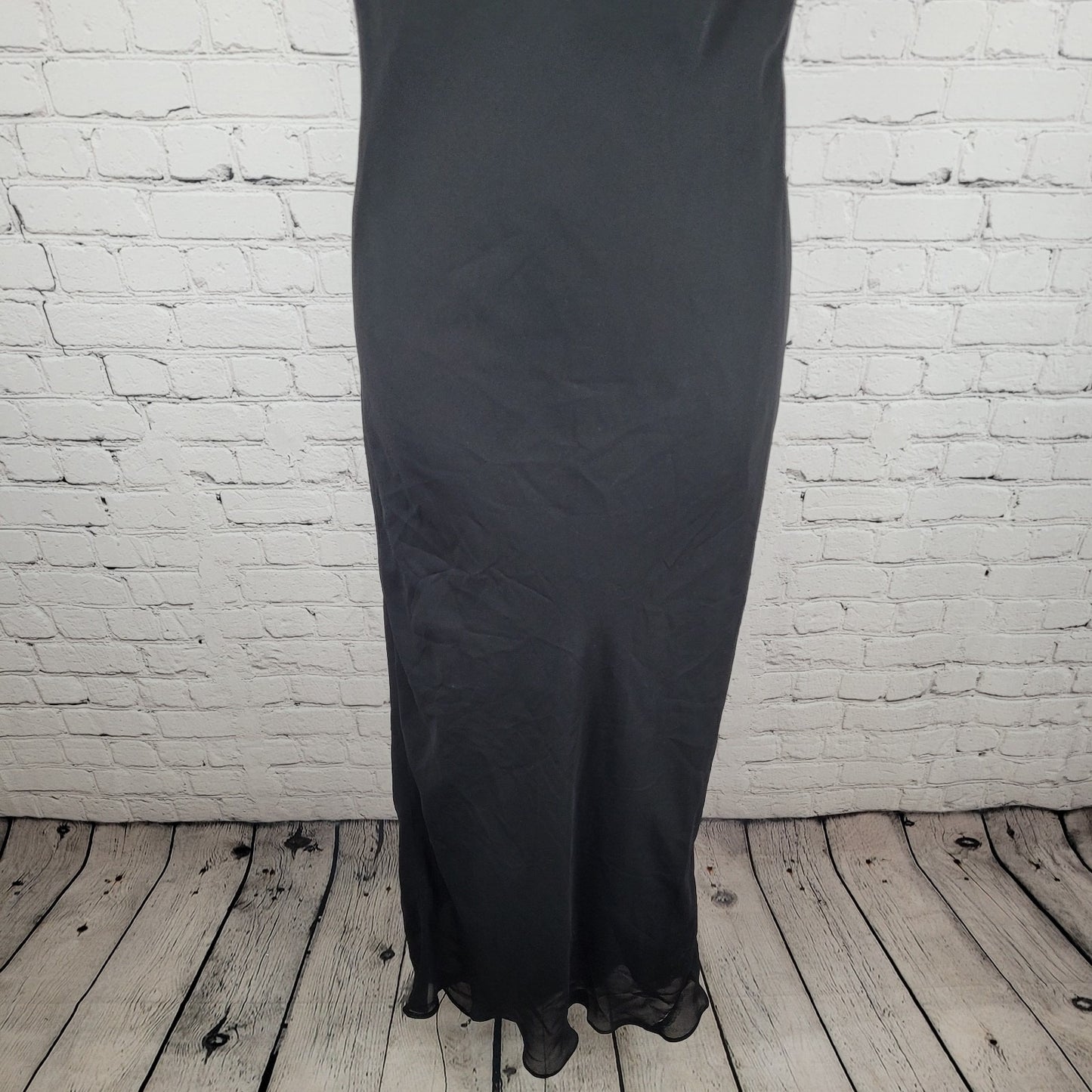 Celavie Collection Black Chiffon Rhinestone Maxi Dress USA Made Size Small S