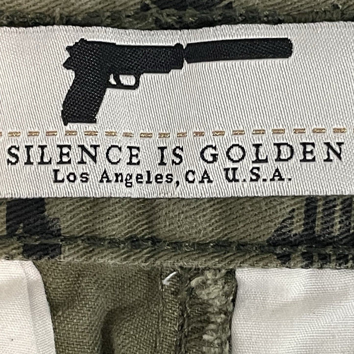 Silence Is Golden Denim Green Navajo Print Straight Leg Pants USA 32 (30x30)