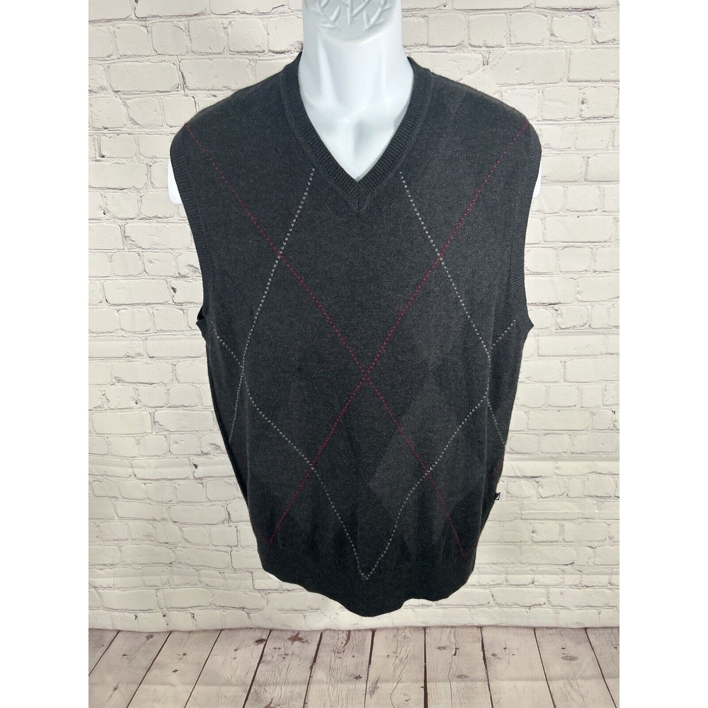 Nautica Men's Highland Yarn Wool Cashmere Angora Argyle Sweater Vest M