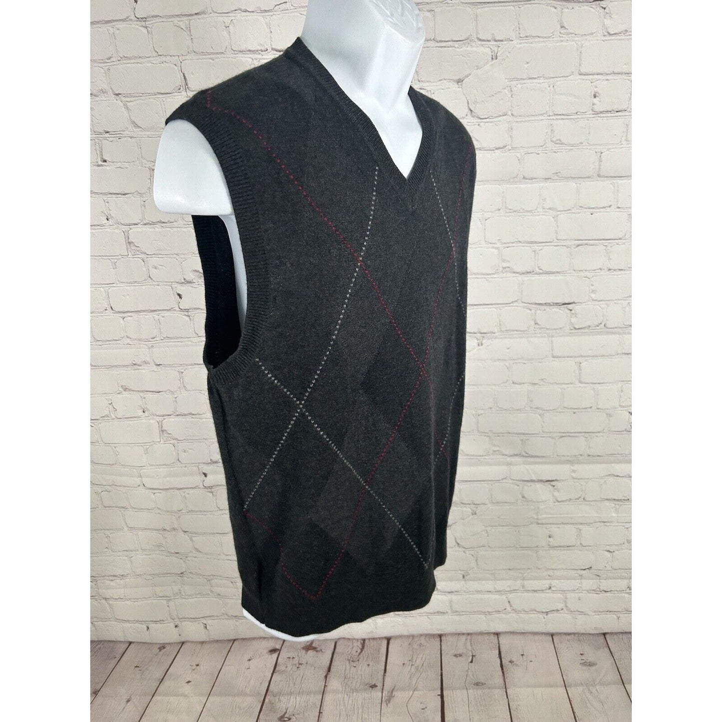 Nautica Men's Highland Yarn Wool Cashmere Angora Argyle Sweater Vest M
