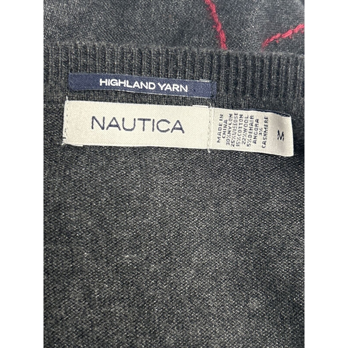 Nautica Men's Highland Yarn Wool Cashmere Angora Argyle Sweater Vest M