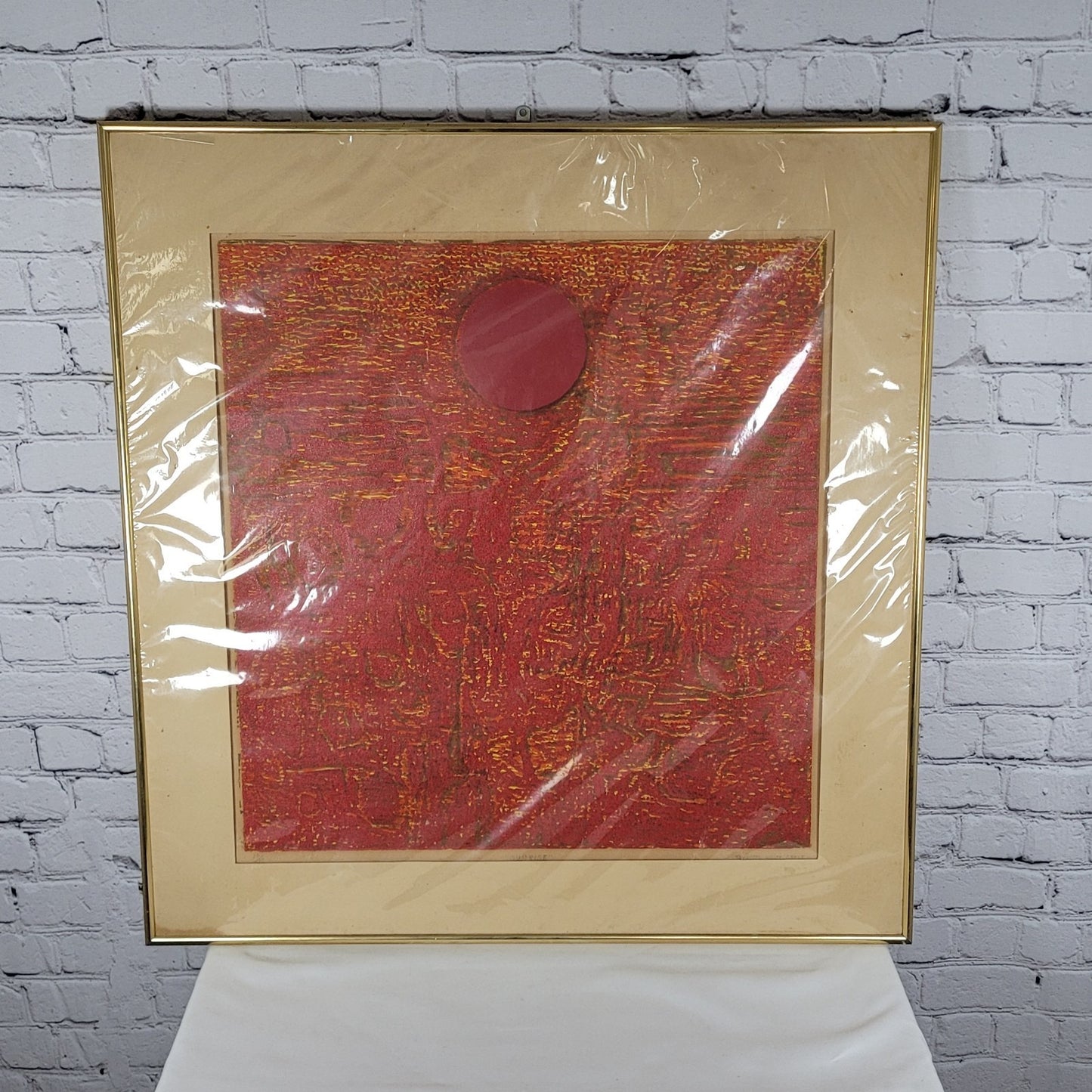 Jeanette Welty Chelf Sunrise Original 10/10 Painting Golden FrameArt 27x28"