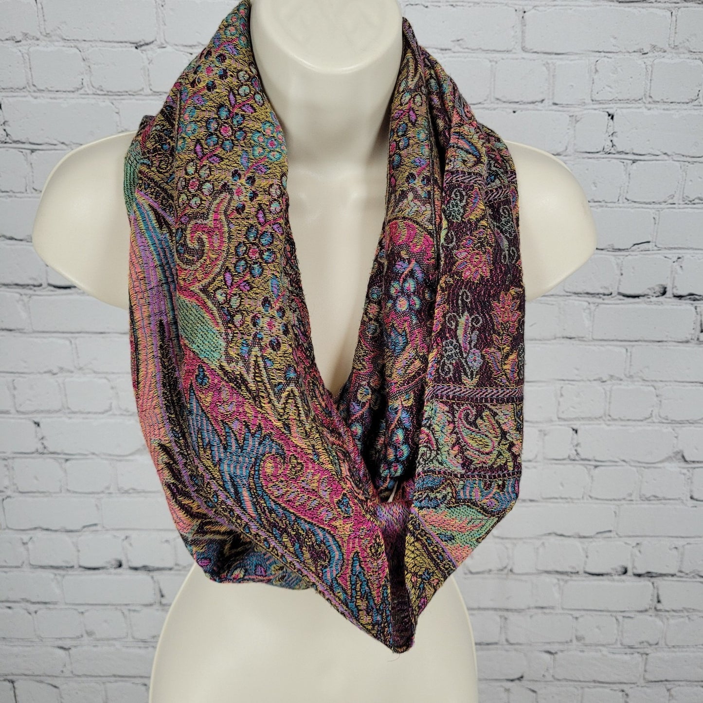 Unbranded Multicolor Pashmina Silk Colorful Floral Soft Infitity Scarf
