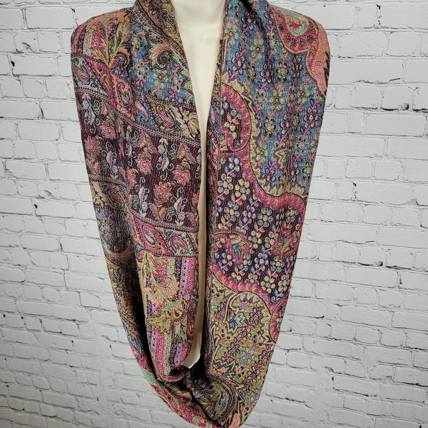 Unbranded Multicolor Pashmina Silk Colorful Floral Soft Infitity Scarf