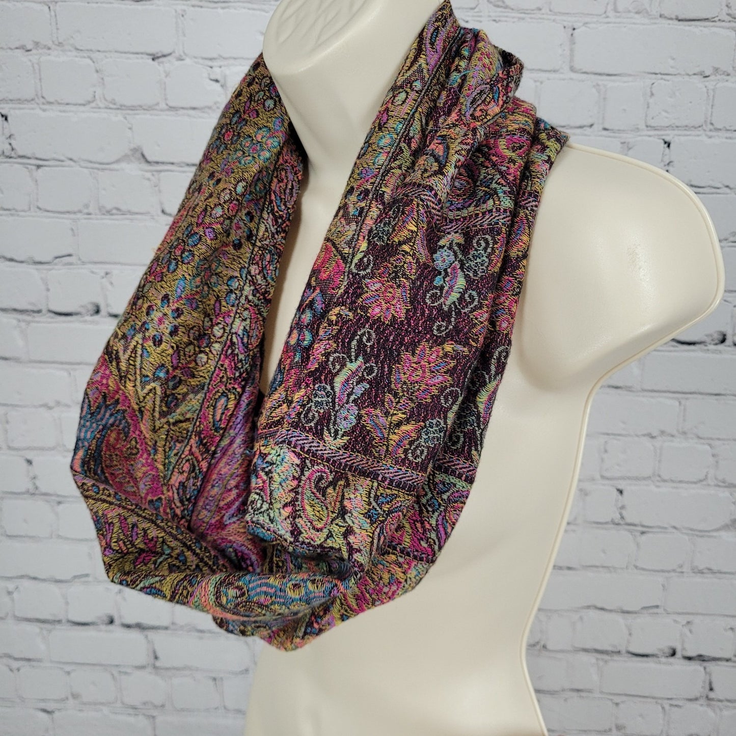Unbranded Multicolor Pashmina Silk Colorful Floral Soft Infitity Scarf