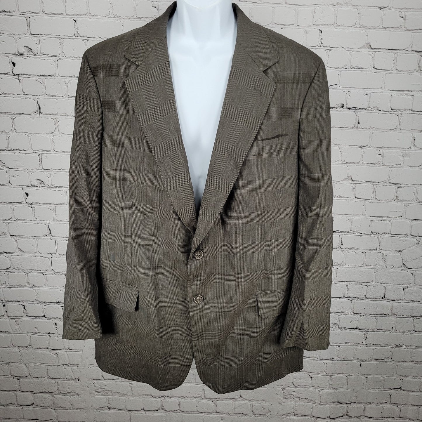 VTG Brooks Brothers Brown Wool Houndstooth Blazer Sport Coat USA Made Size 42R