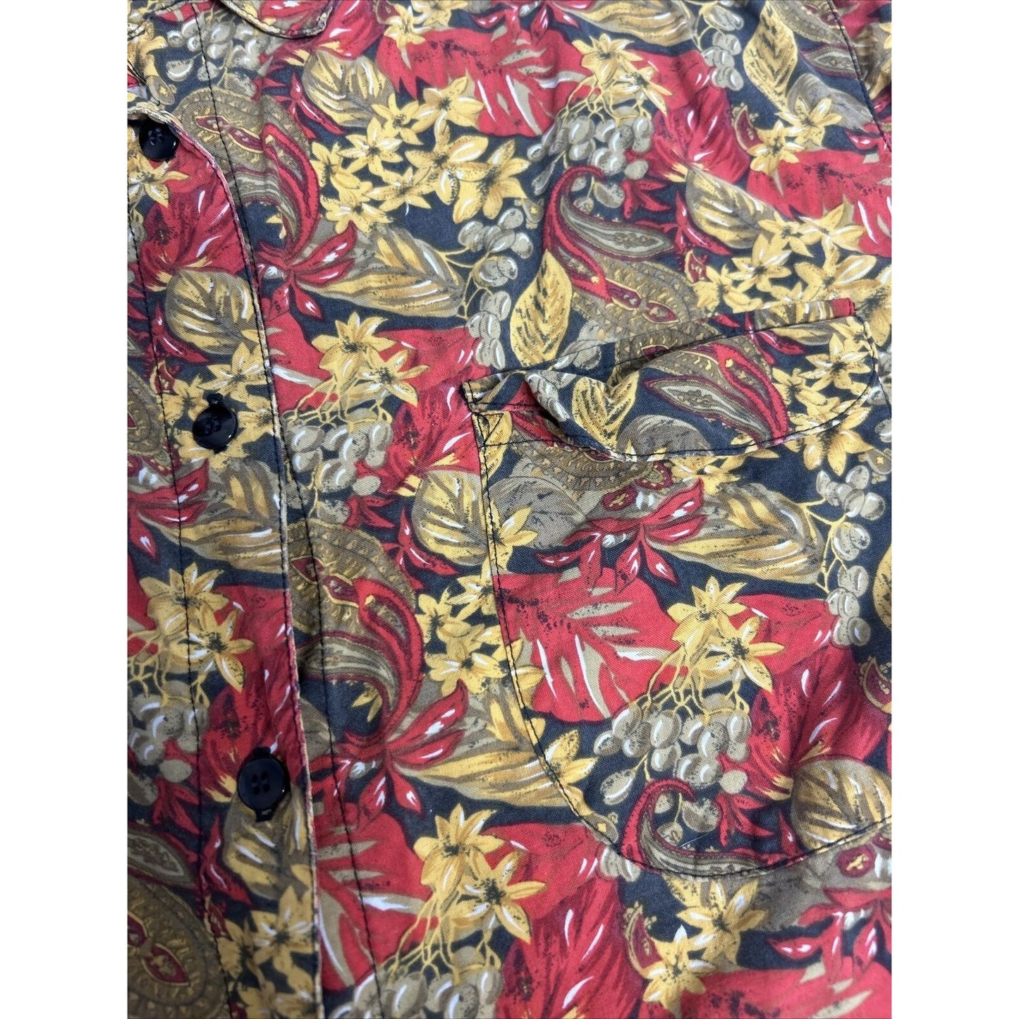 VTG Hunt Club Floral Cropped Tie Front Button Up Collared Short Sleeve Shirt M