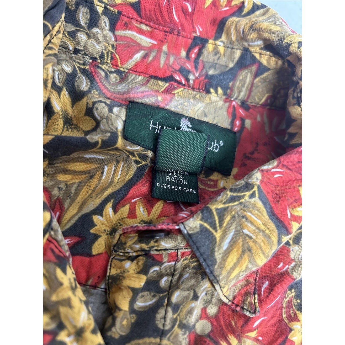 VTG Hunt Club Floral Cropped Tie Front Button Up Collared Short Sleeve Shirt M