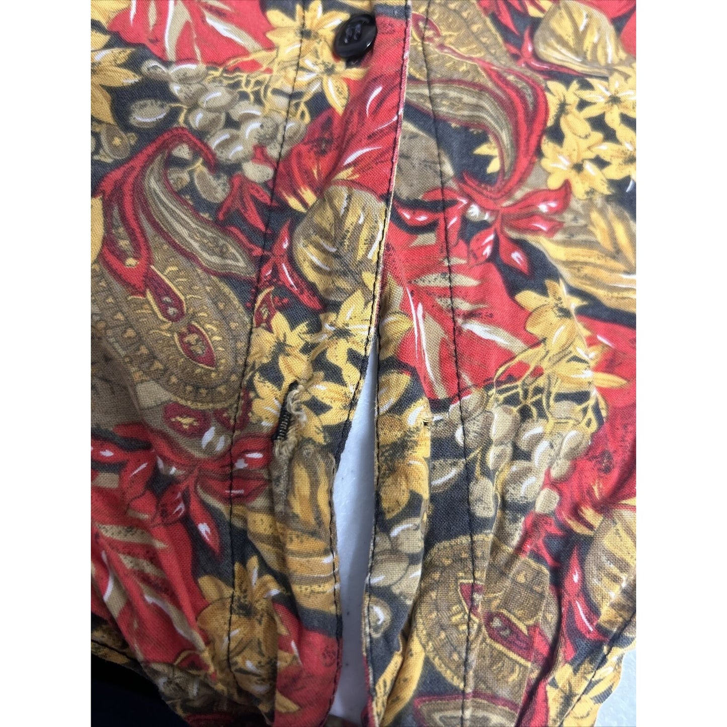 VTG Hunt Club Floral Cropped Tie Front Button Up Collared Short Sleeve Shirt M