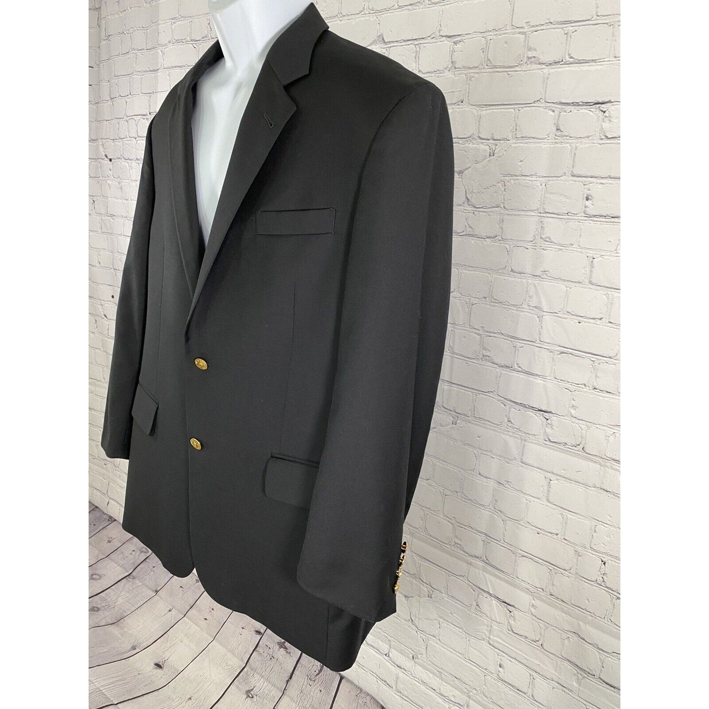 Jos A Bank Black Wool Gold Two Button 2B Signature Collection Blazer Jacket 43R