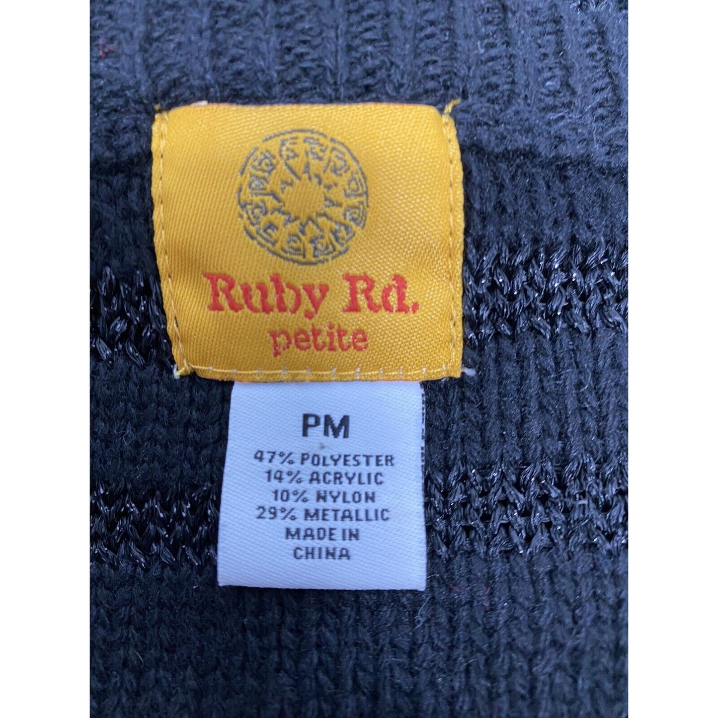 Ruby Rd. Petite Black Snap Up Beaded Sequined Fuzzy Knit Sweater Cardigan PM
