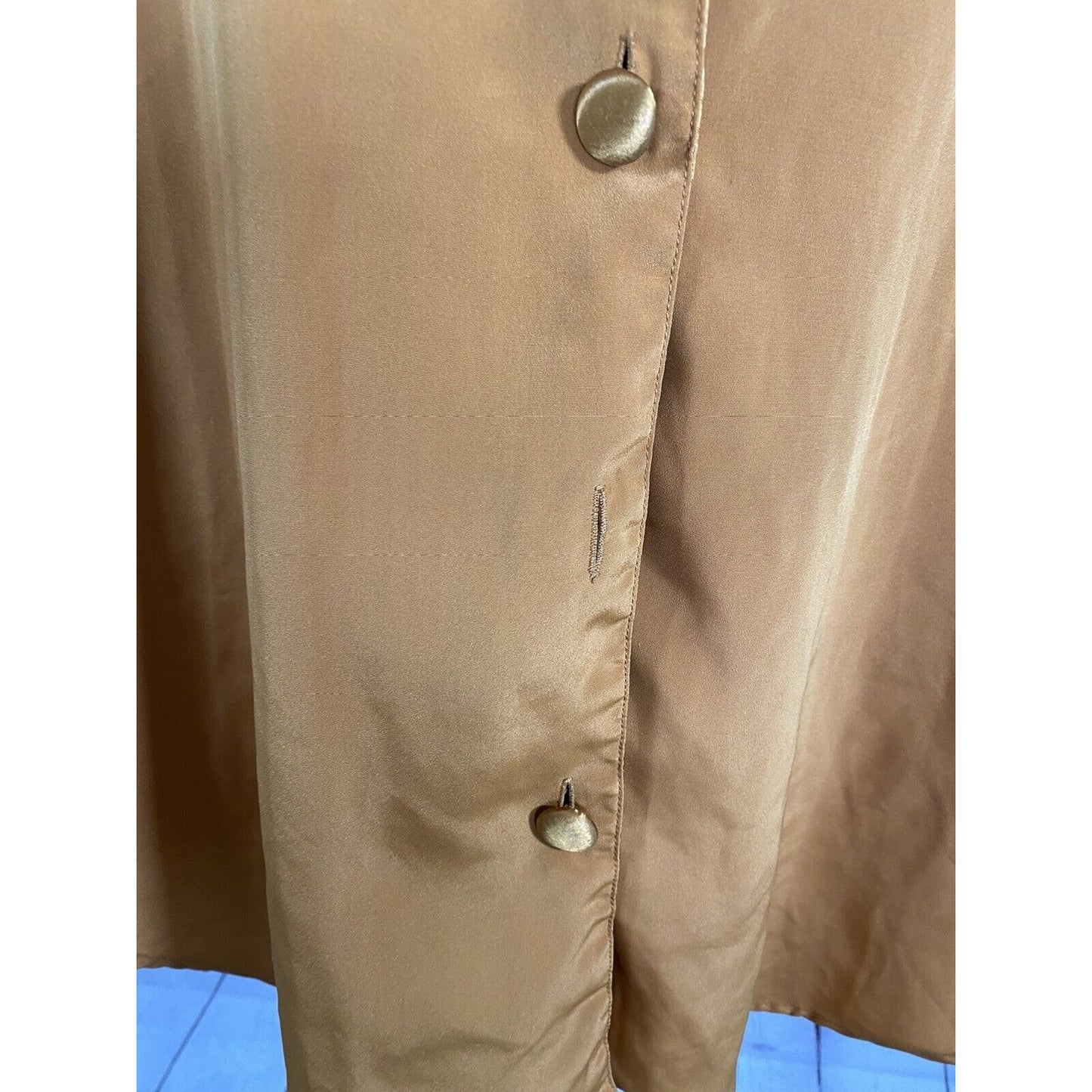 VTG Victorias Secret Gold Label Mustard Collar Long Sleeve Button Sleep Shirt M