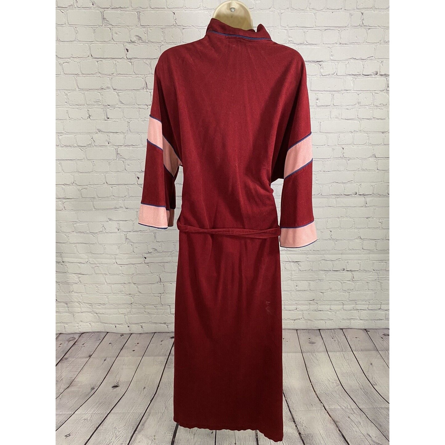 VTG Christian Dior 1970’s Long Half Sleeve Red Pink House Robe Belt O/S *defects