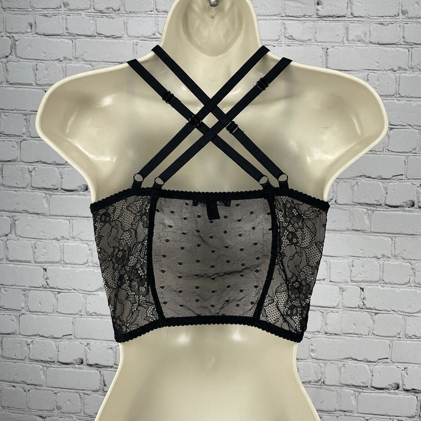 Express Black Lace Underwire Padded Strappy Boned Bustier Bra Size Small S