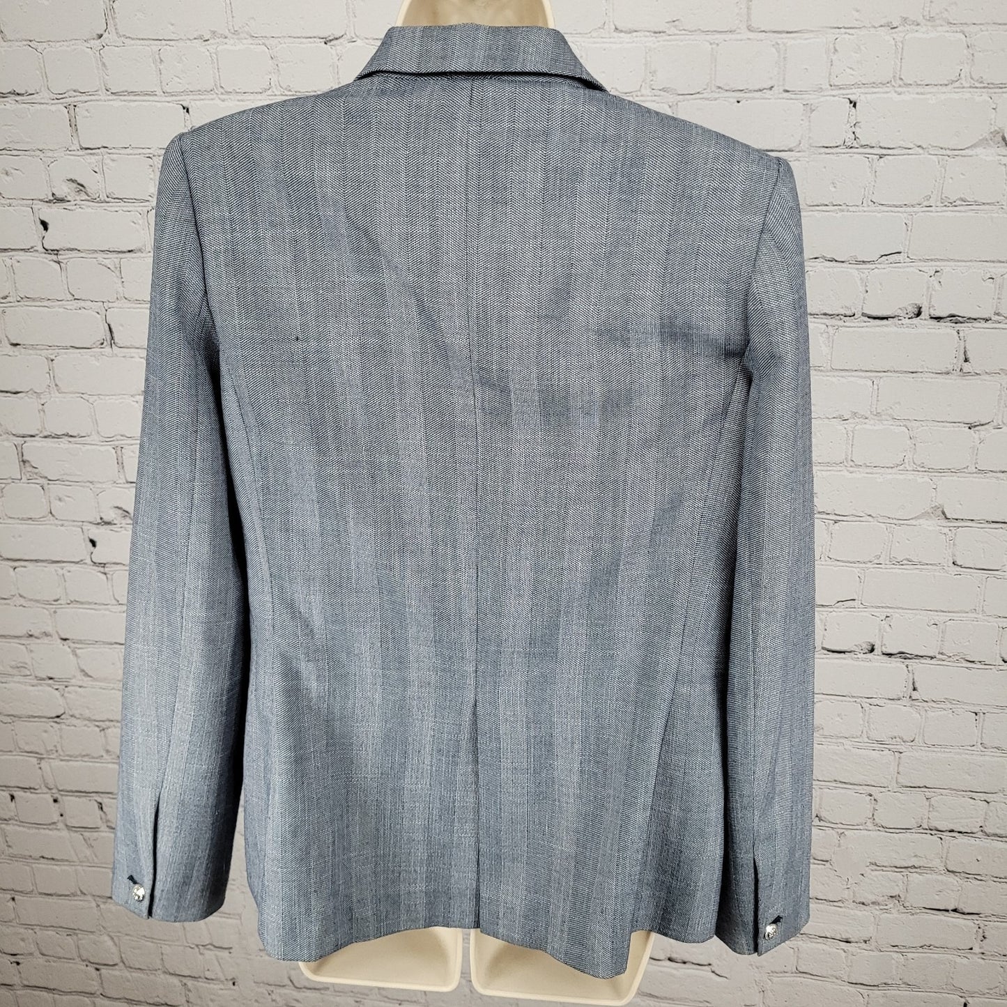 Tommy Hilfiger Blue Herringbone 1 Button Notch Vented Blazer Jacket Size 10