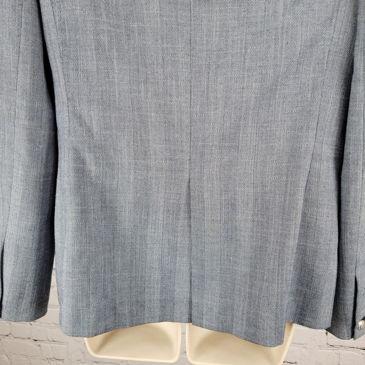 Tommy Hilfiger Blue Herringbone 1 Button Notch Vented Blazer Jacket Size 10