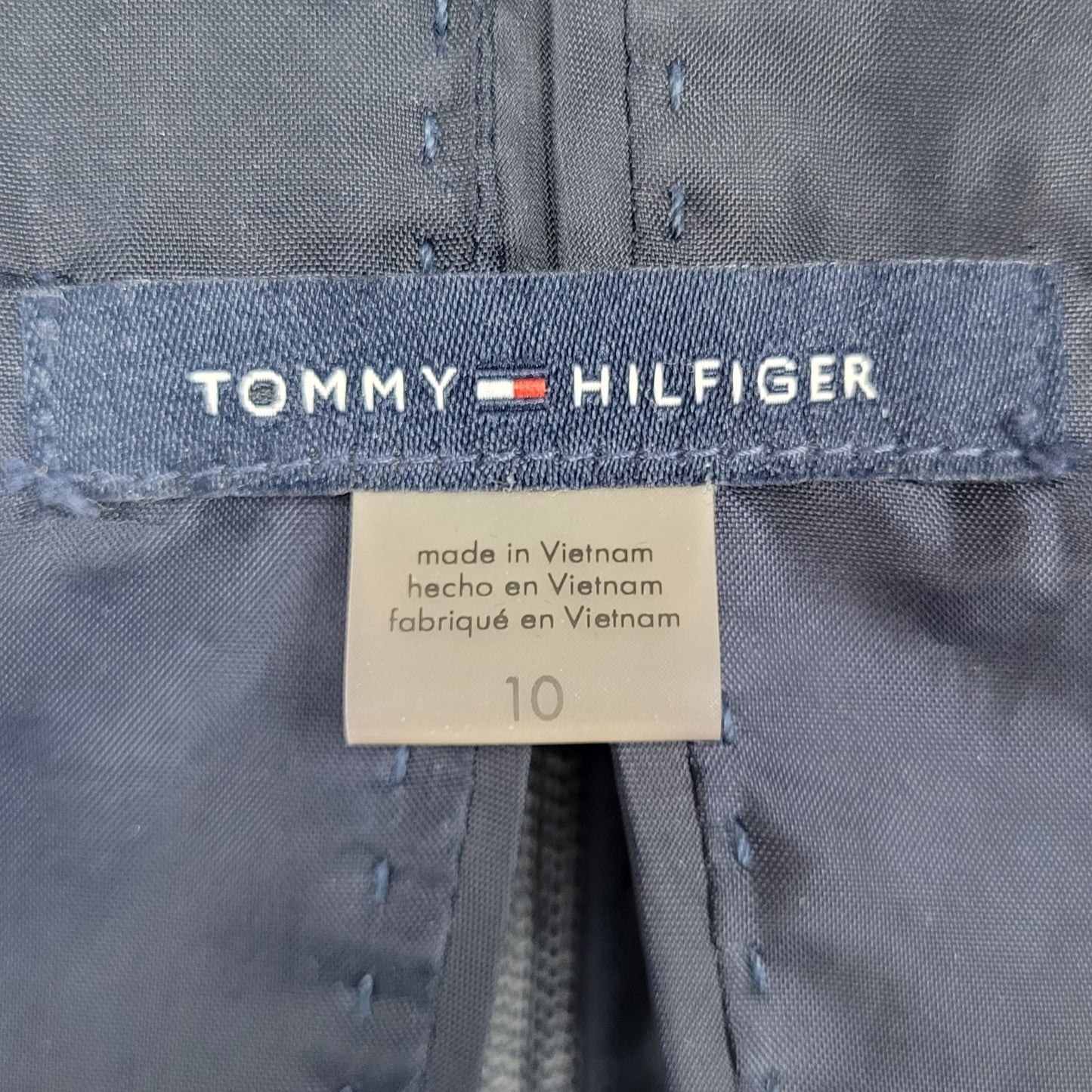 Tommy Hilfiger Blue Herringbone 1 Button Notch Vented Blazer Jacket Size 10